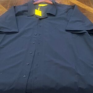 Men's Short-Sleeve Navy Button-Down Shirt